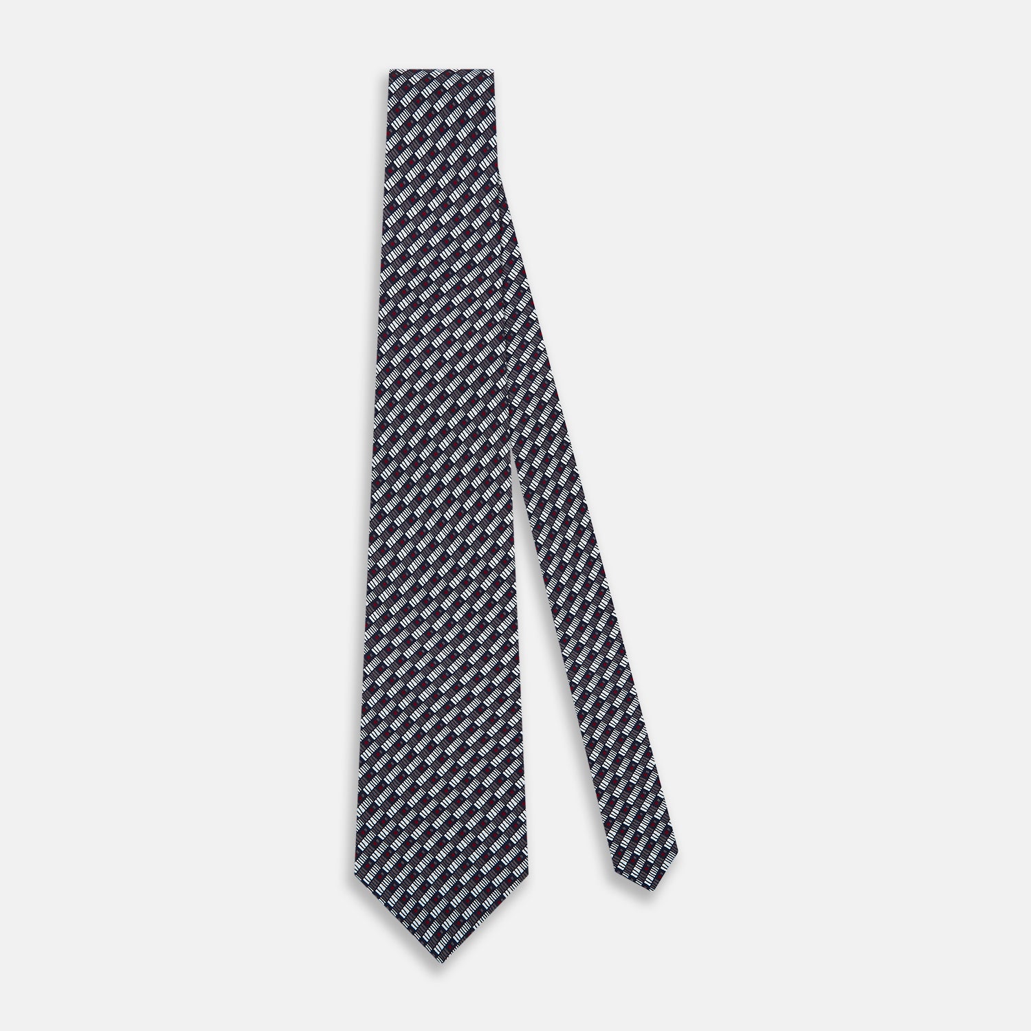 View 2 of product Ash Hatched Mosaic Printed Silk Tie OS