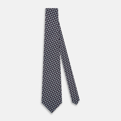Ash Hatched Mosaic Silk Tie Image 1