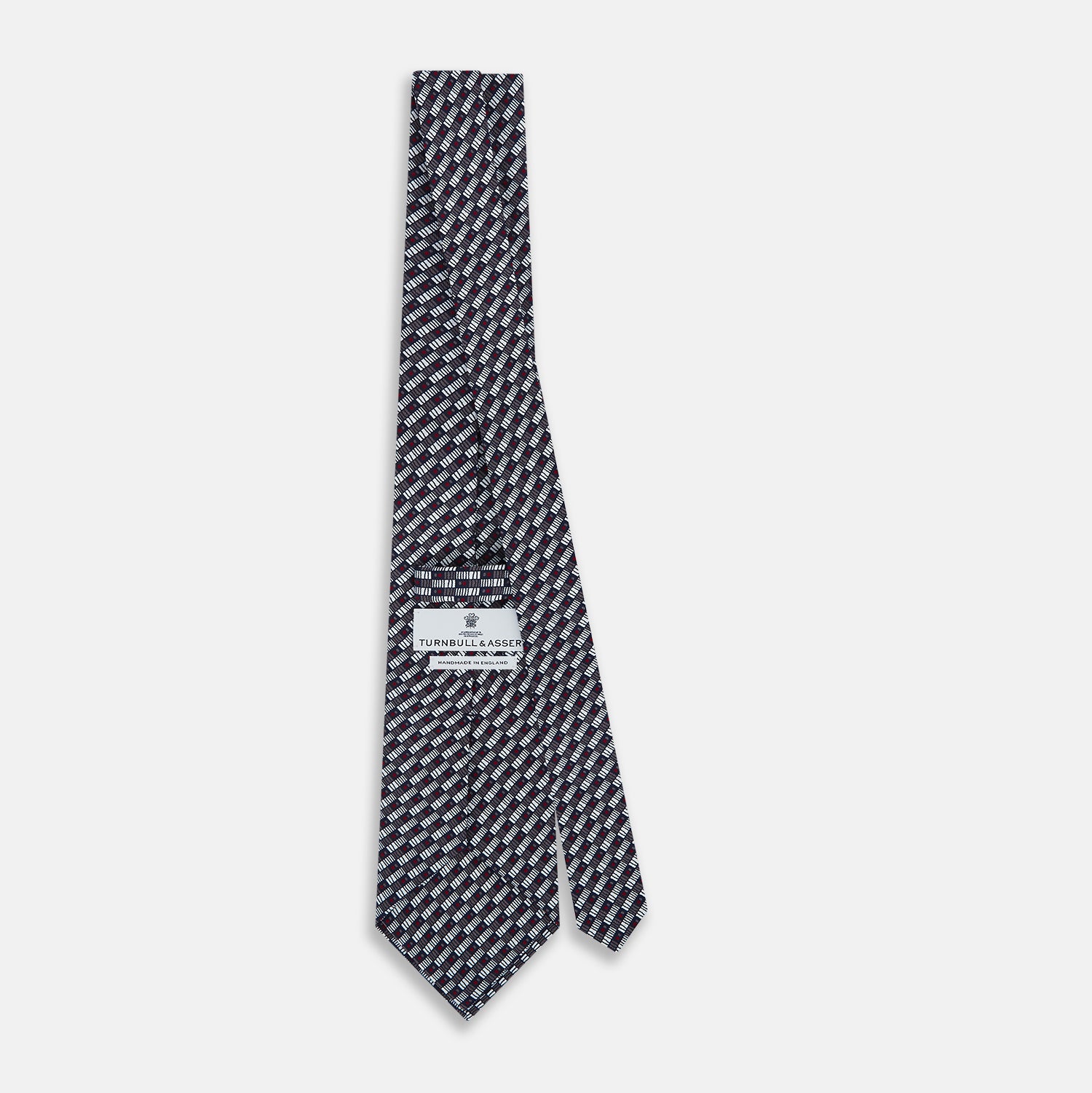 View 4 of product Ash Hatched Mosaic Printed Silk Tie OS