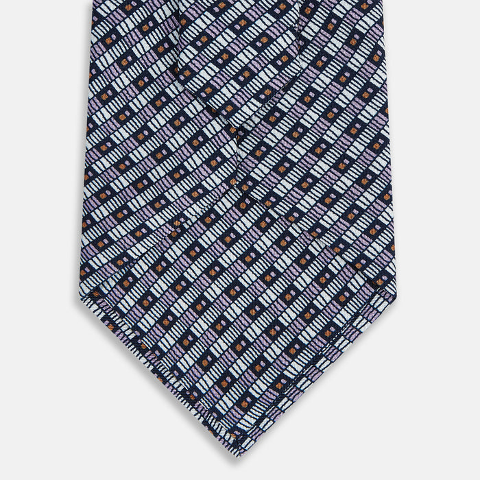 Lilac Hatched-Rectangle Neats Silk Tie Image 2