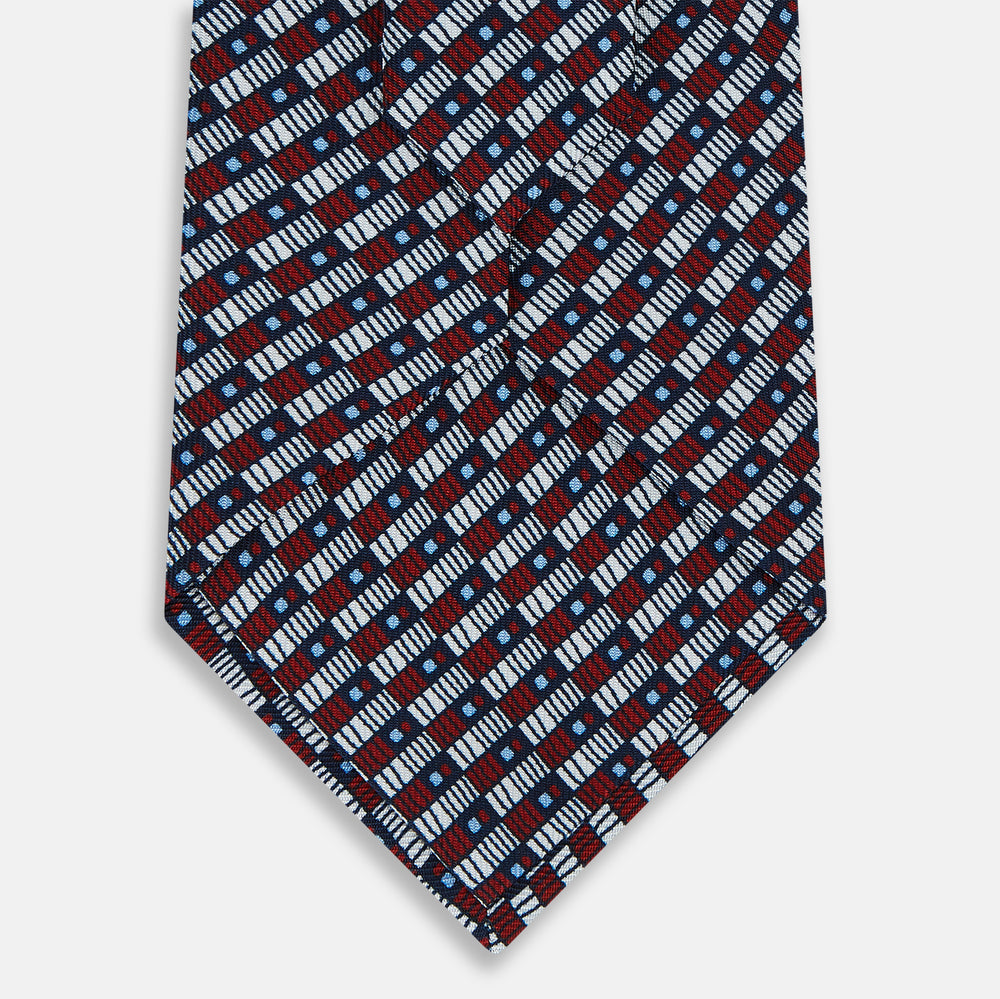 TIES 9.5CM GEOMETRIC RECTANGLES RED OS