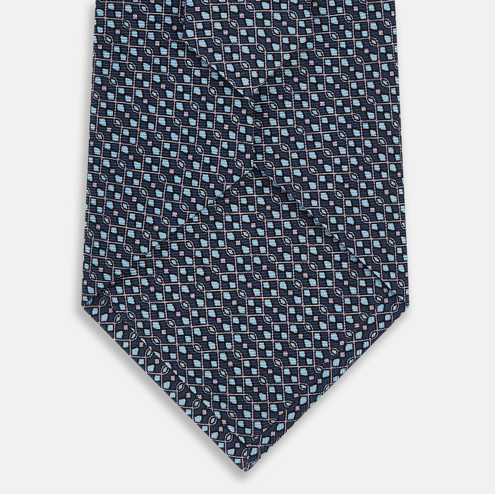 TIES 9.5CM MICRO SQUARED PRINTED SILK PURPLE OS