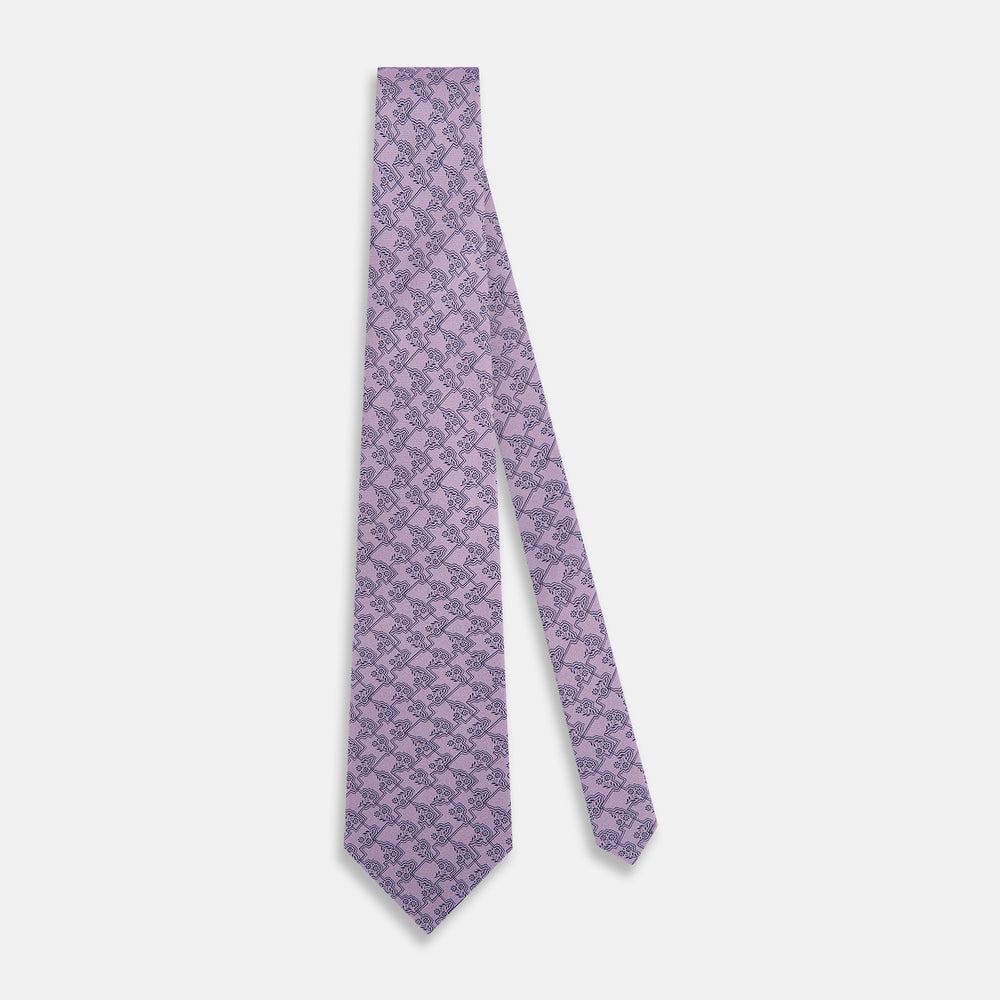 TIES 9.5CM FLORAL JIGSAW PRINTED SILK LILAC OS