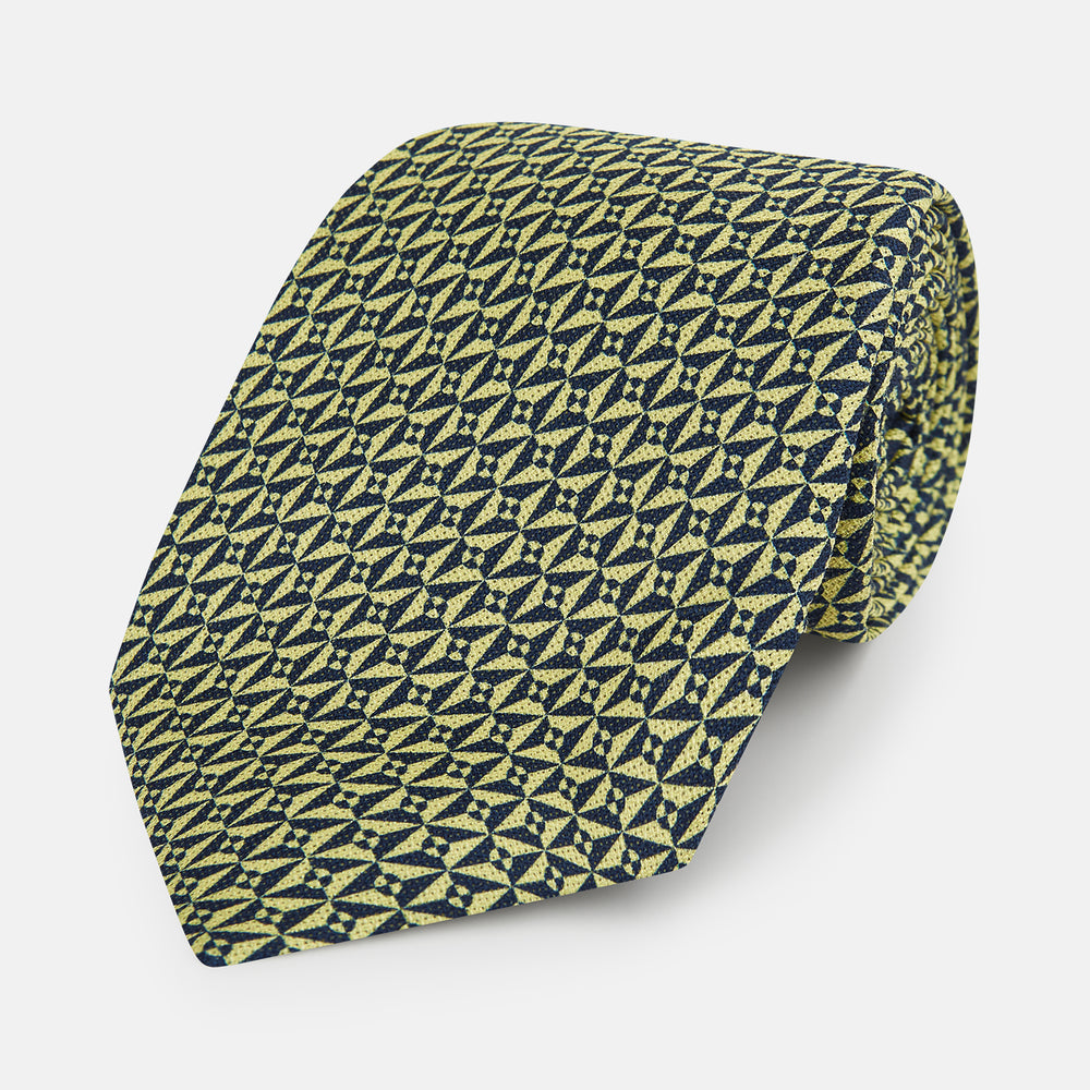 Yellow Pattern Tie Yellow Geometric Pinwheel Printed Silk Tie – Turnbull & Asser US