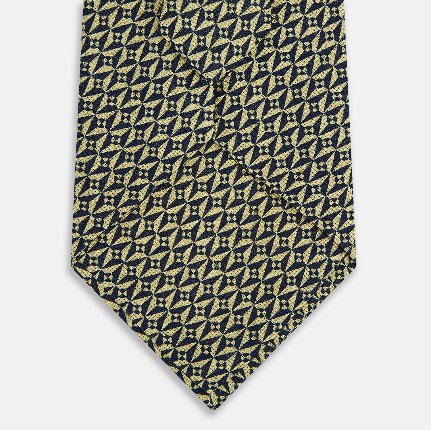 View 3 of product TIES 9.5CM LOZENGE PATTERN PRINT SILK BANANA OS
