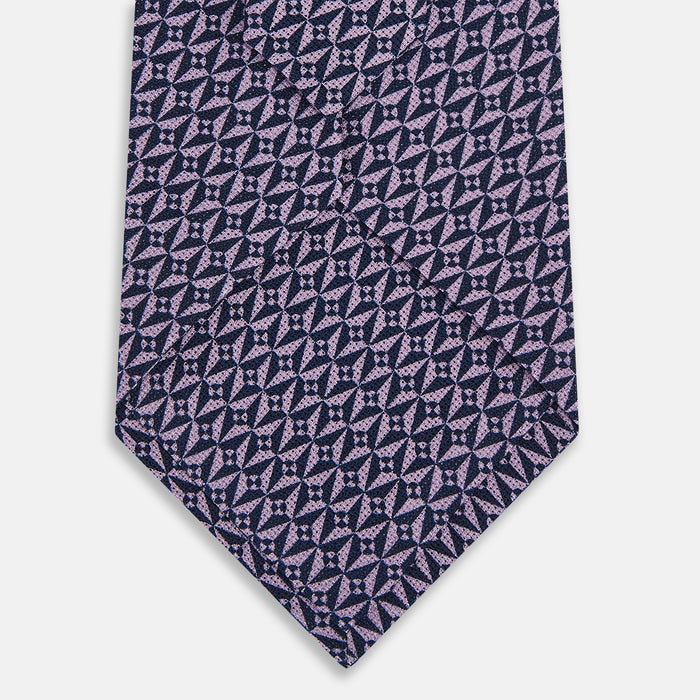 Lilac Geometric Pinwheel Printed Silk Tie Image 2