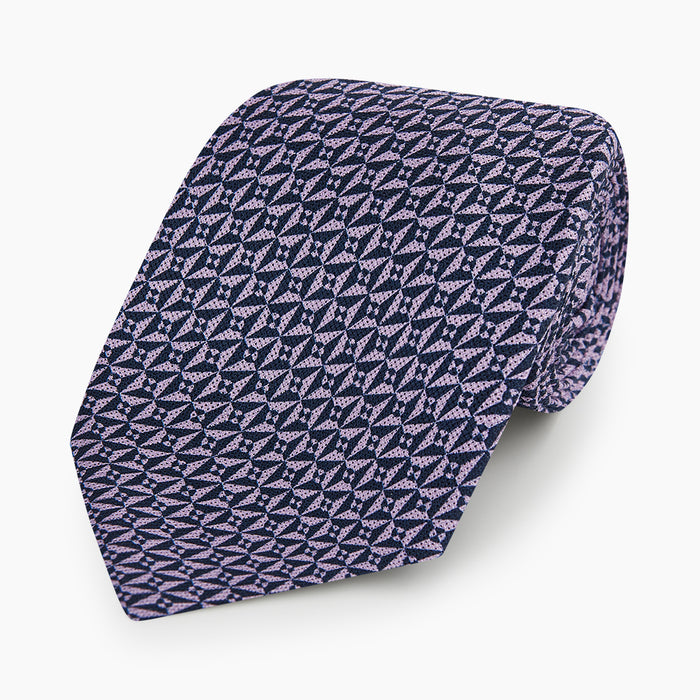 Lilac Geometric Pinwheel Printed Silk Tie Image 4