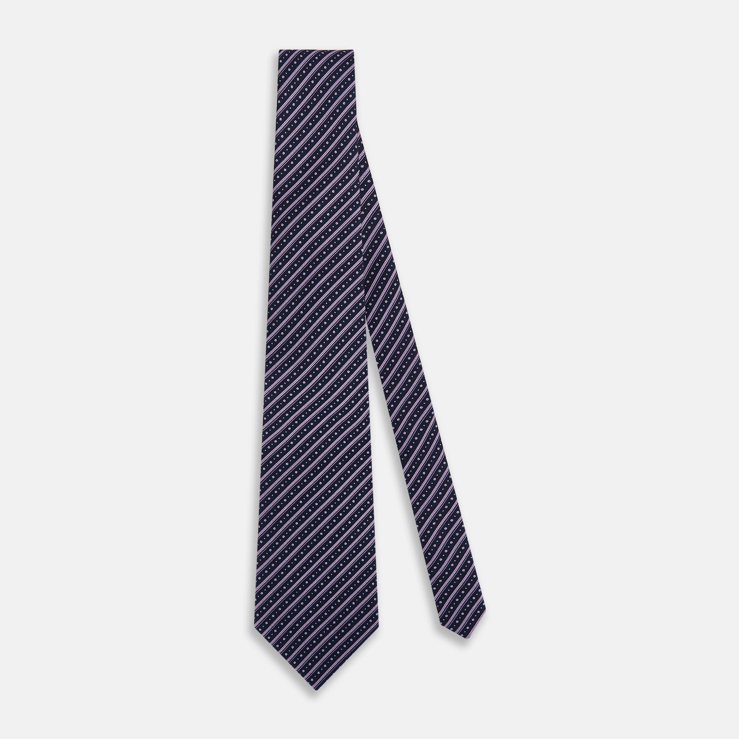 View 2 of product Lilac Beaded Ticking Stripe Silk Tie OS
