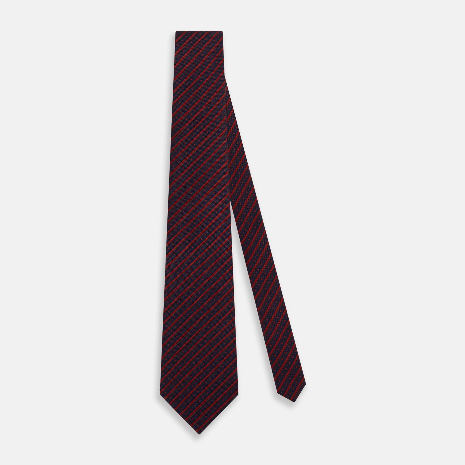 View 2 of product Red Beaded Ticking Stripe Silk Tie OS