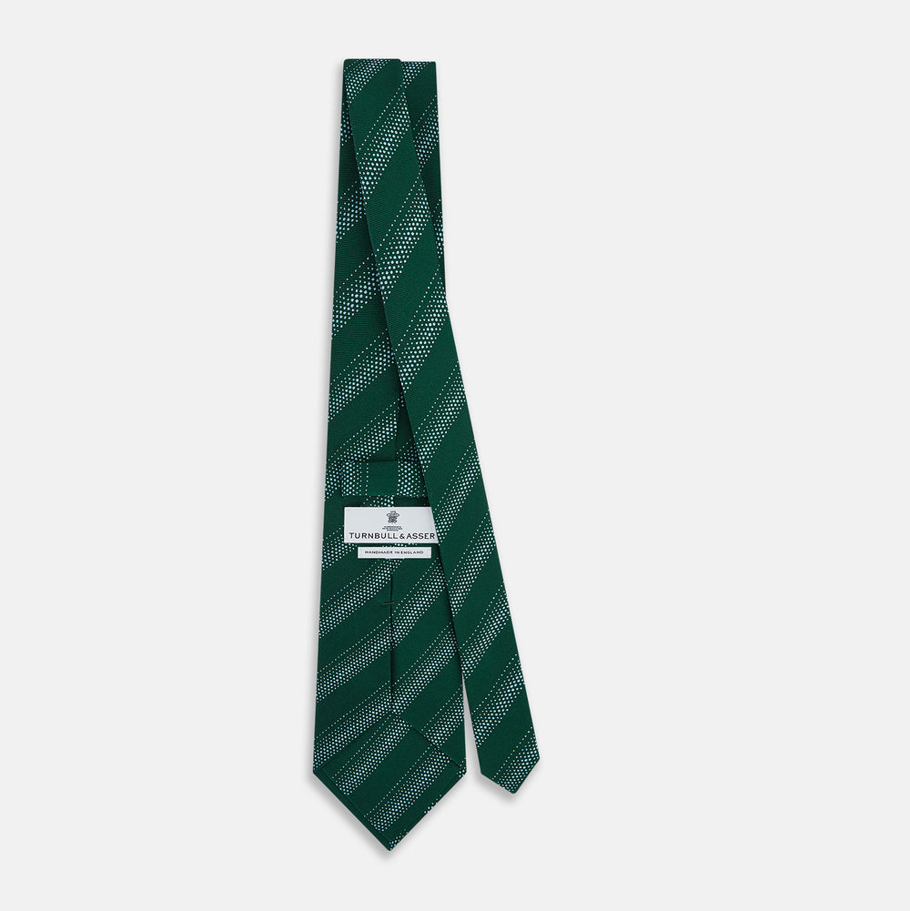 TIES 9.5CM DOT STRIPE PRINTED SILK FOREST GREEN OS