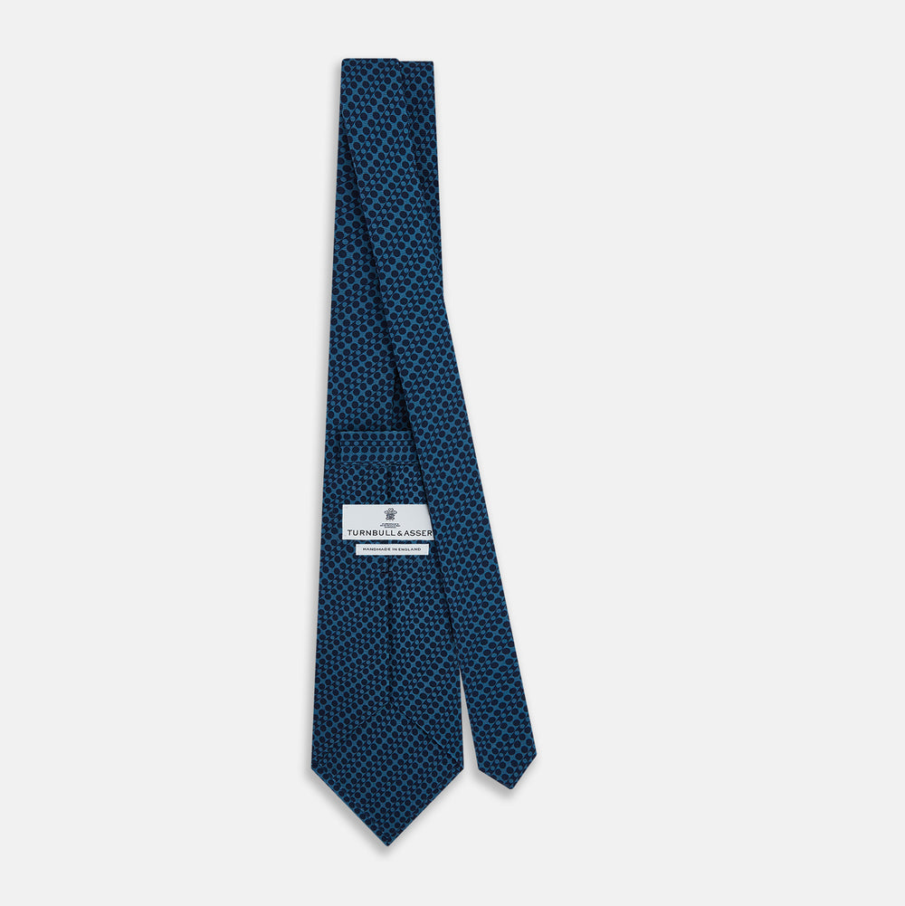TIES 9.5CM CIRCLES AND STRIPE PRT SILK CHARCOAL OS