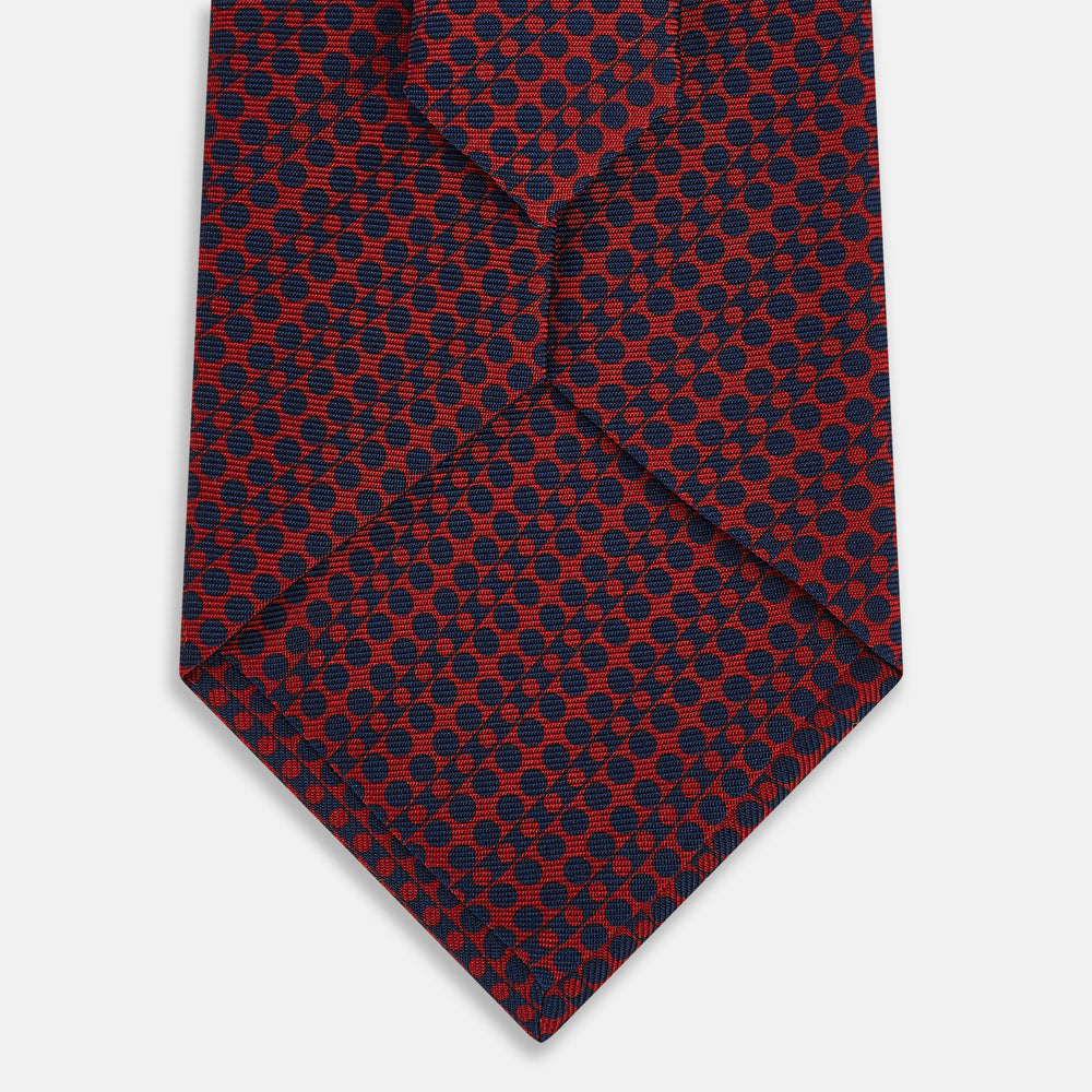 TIES 9.5CM CIRCLES AND STRIPE PRINTED SILK RED OS