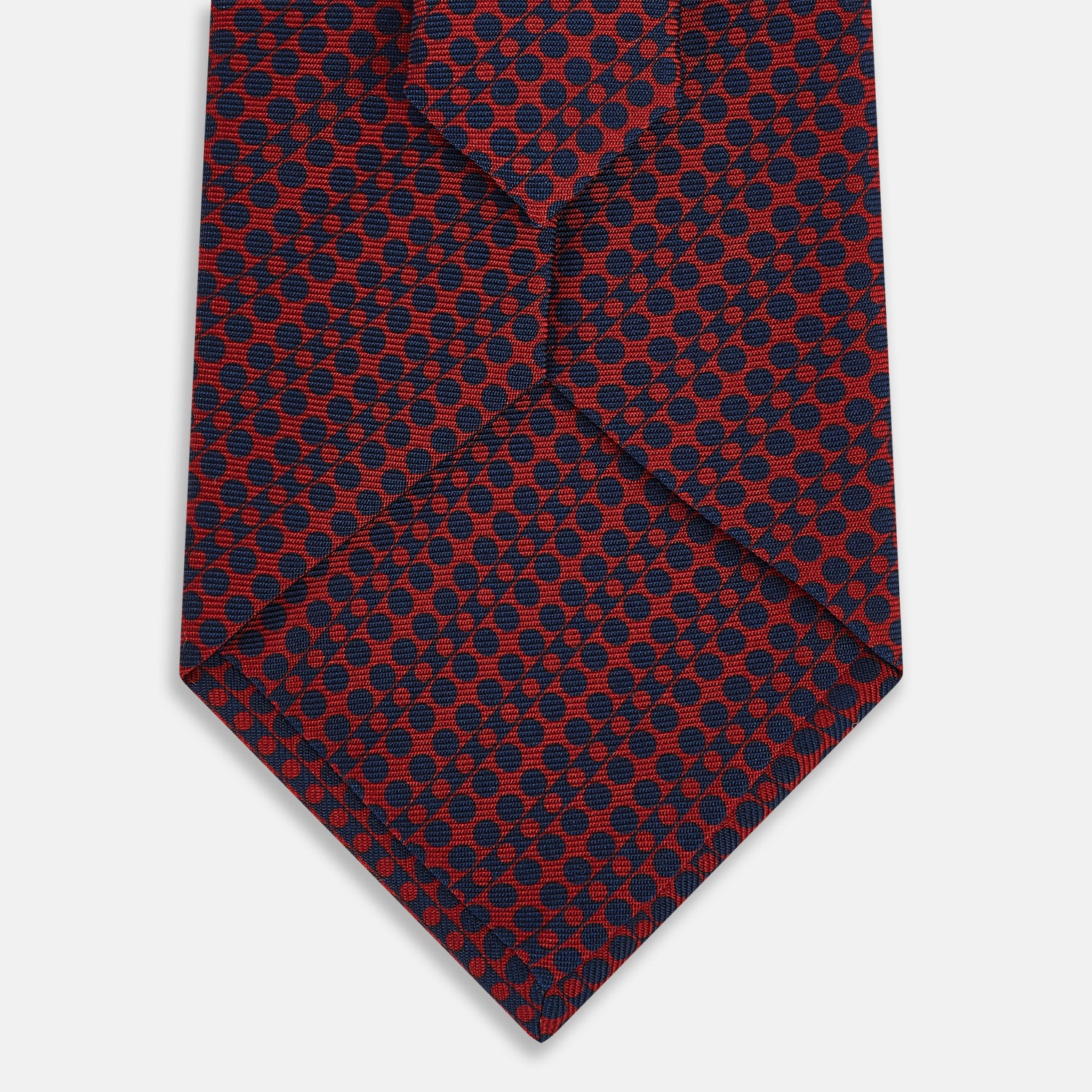 View 3 of product TIES 9.5CM CIRCLES AND STRIPE PRINTED SILK RED OS