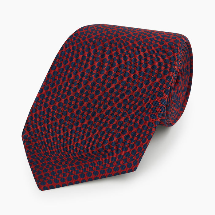Red Micro-Dot Bar Printed Silk Tie Image 4