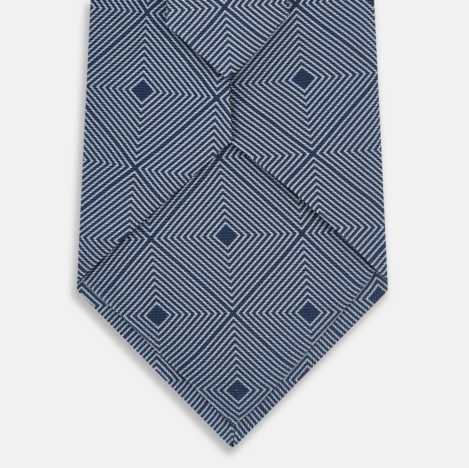 View 4 of product Pale Blue and Green Abstract Quatrefoil Foulard Printed Silk Tie OS