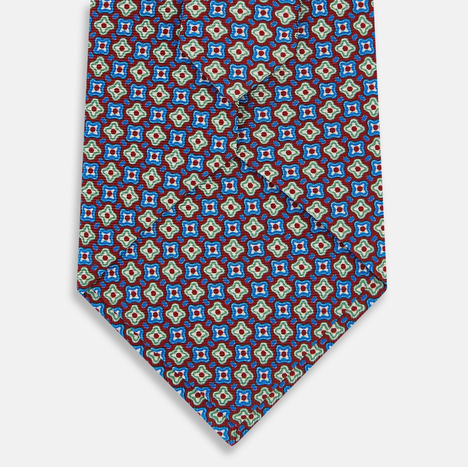 View 3 of product Tulip Red and Blue Abstract Quatrefoil Foulard Printed Silk Tie OS