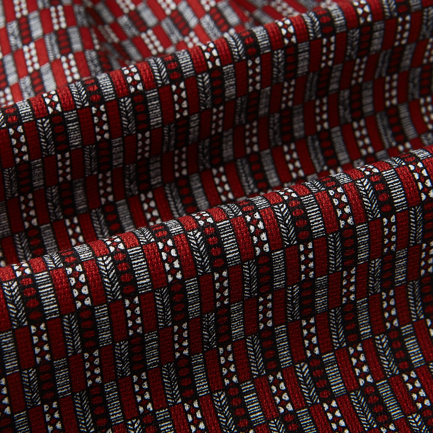 View 4 of product Red Hatched Mosaic Printed Silk Cravat