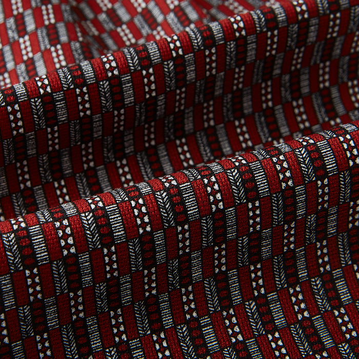 Red Hatched Mosaic Printed Silk Cravat Image 3
