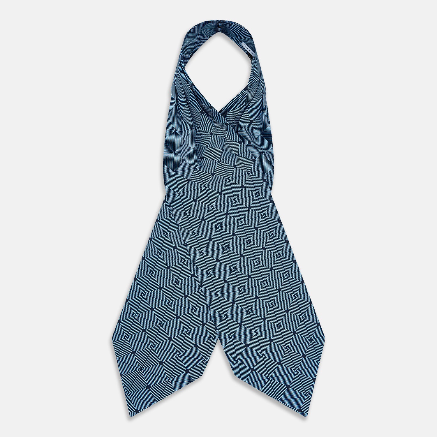 View 2 of product Blue and Navy Concentric Square Printed Silk Cravat
