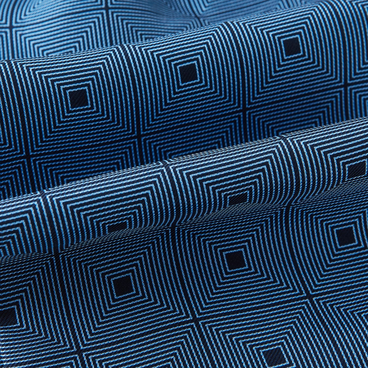 View 4 of product Blue and Navy Concentric Square Printed Silk Cravat