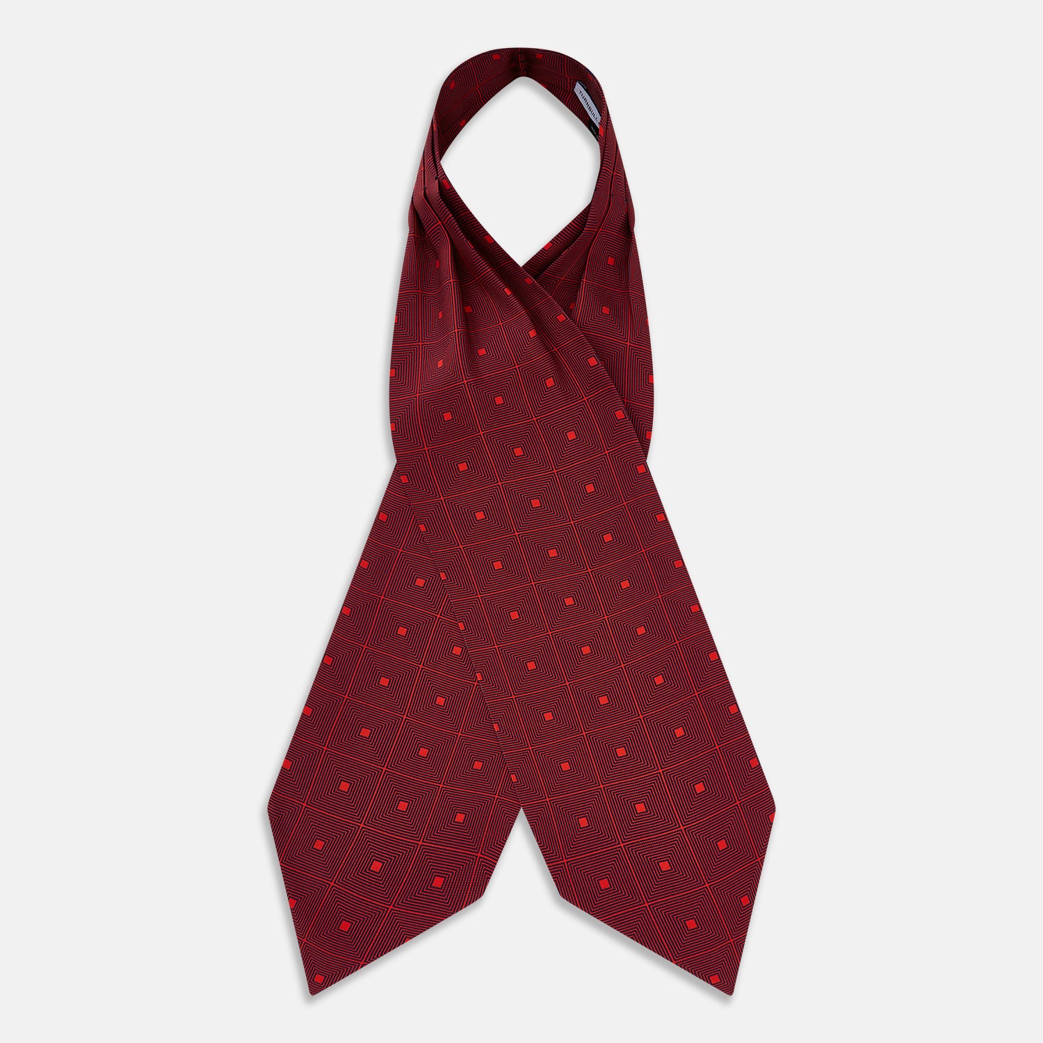 View 2 of product Tulip Red Concentric Diamond Printed Silk Cravat