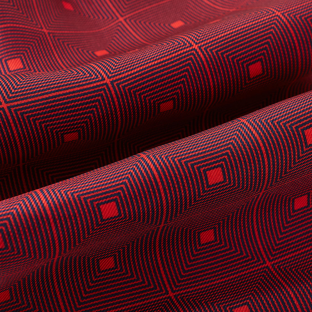 Tulip Red Concentric Diamond Printed Silk Cravat