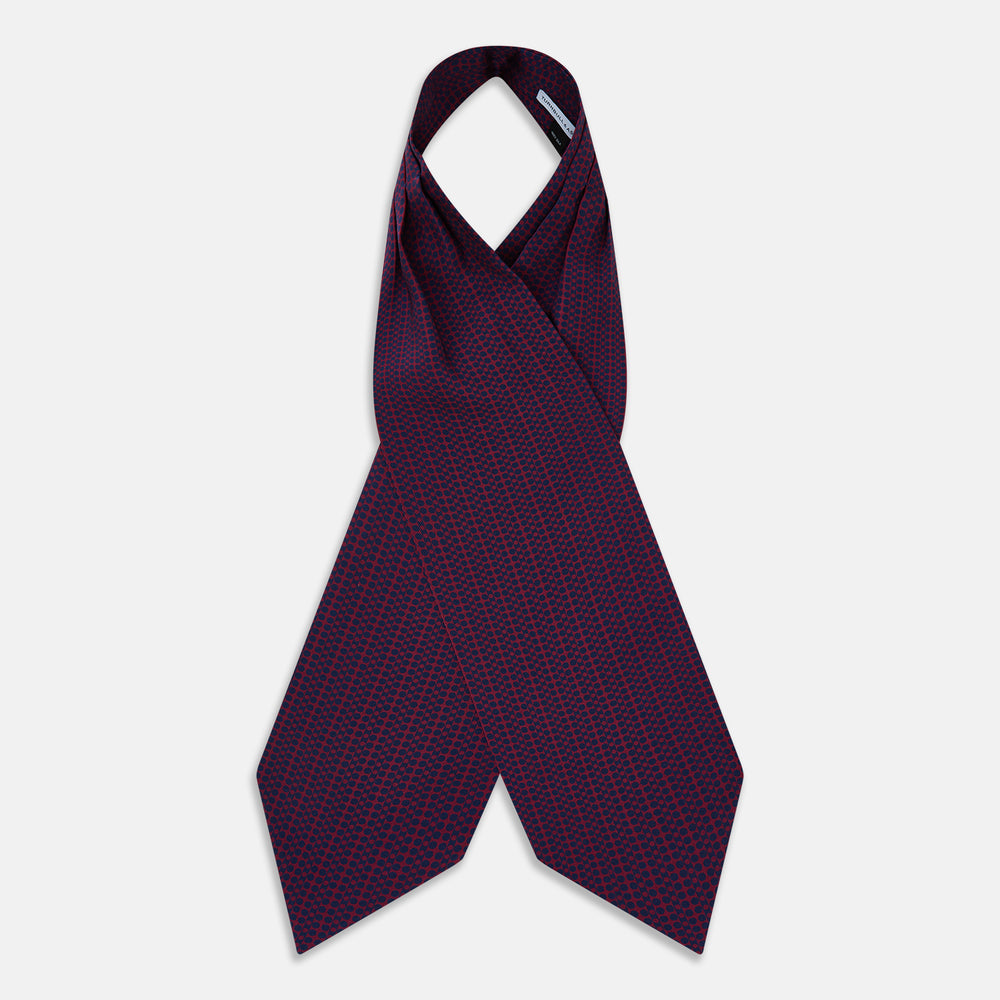 Burgundy Micro-Dot Bar Printed Silk Cravat