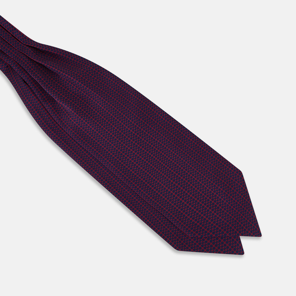 Burgundy Micro-Dot Bar Printed Silk Cravat