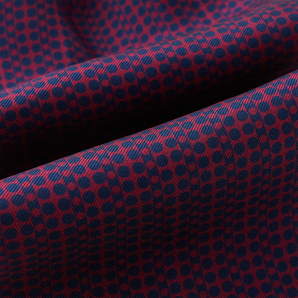 Burgundy Micro-Dot Bar Printed Silk Cravat