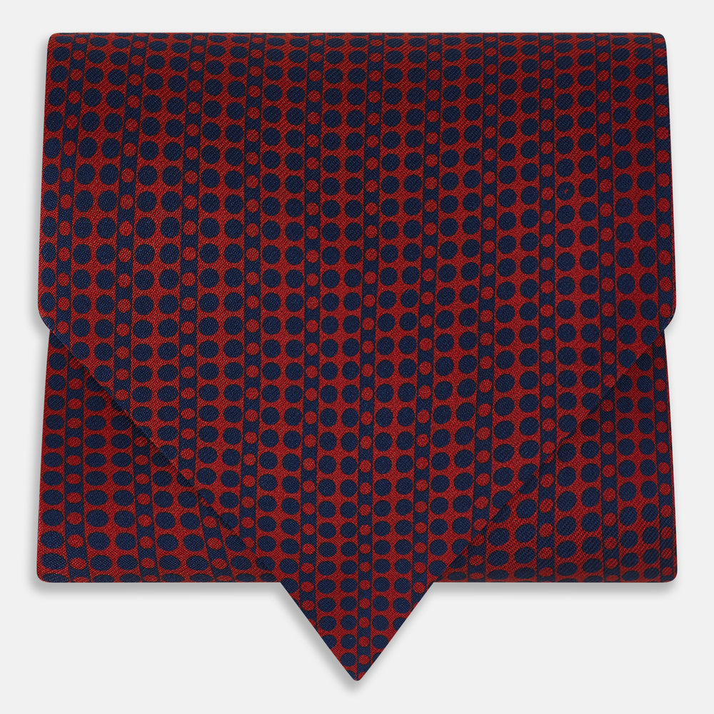 Red Micro-Dot Bar Printed Silk Cravat