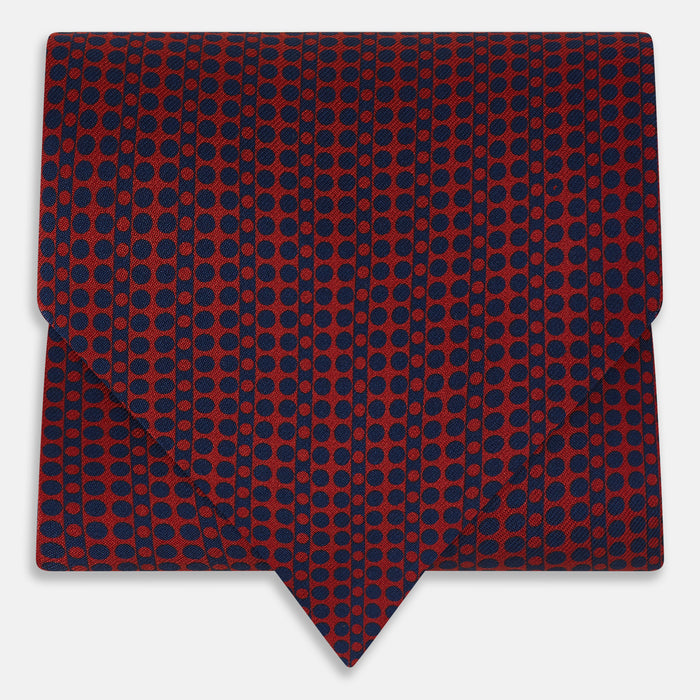 Red Micro-Dot Bar Printed Silk Cravat