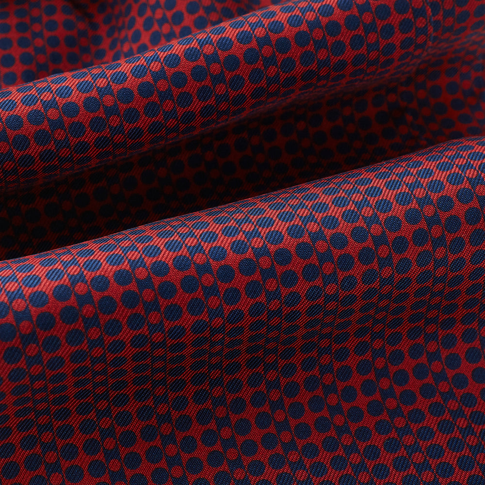 Red Micro-Dot Bar Printed Silk Cravat