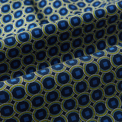 Navy Interlocking Circle Foulard Silk Cravat Image 3