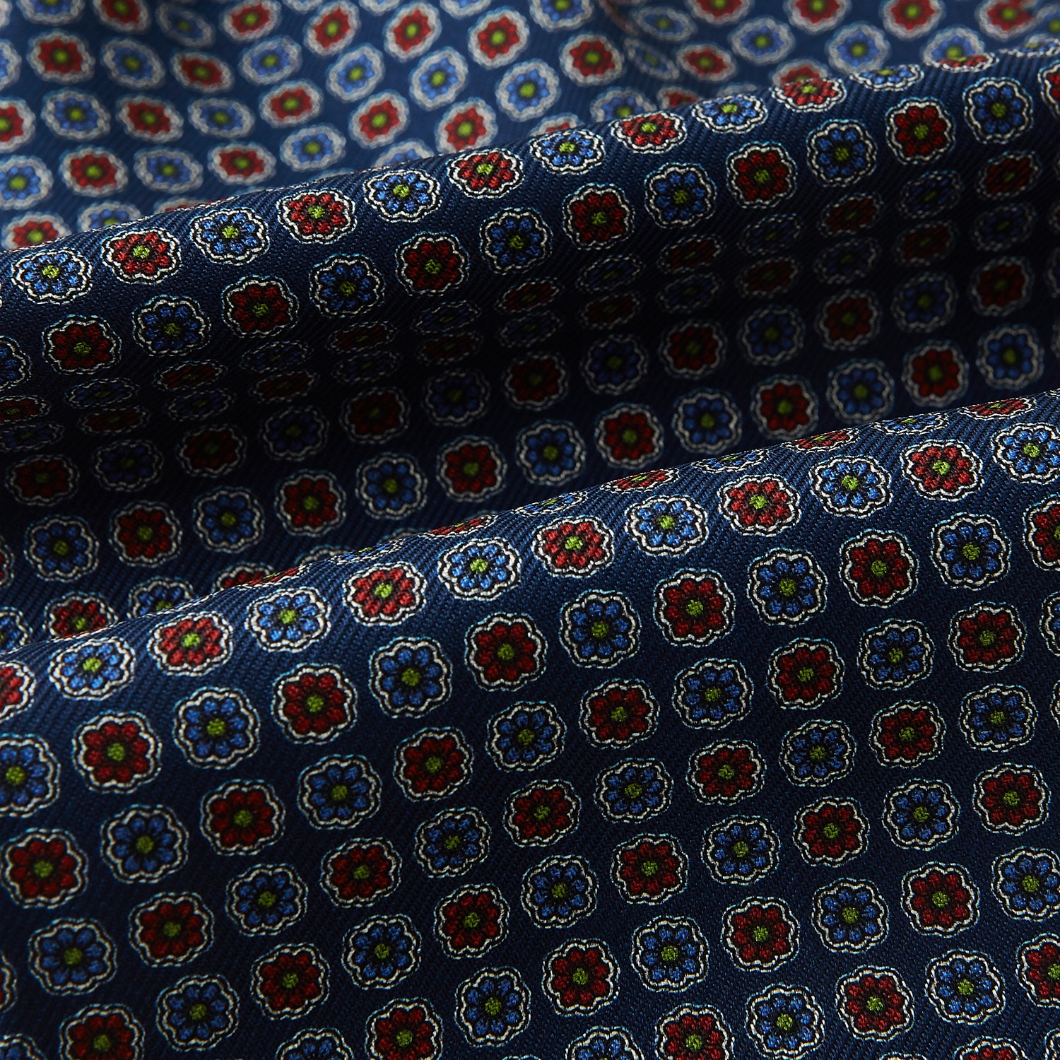 View 4 of product Midnight Blue Contrasting Rosette Medallion Printed Silk Cravat