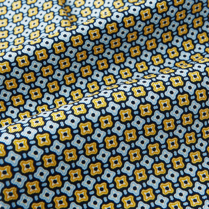 Citrus Yellow Abstract Quatrefoil Foulard Printed Silk Cravat Image 3