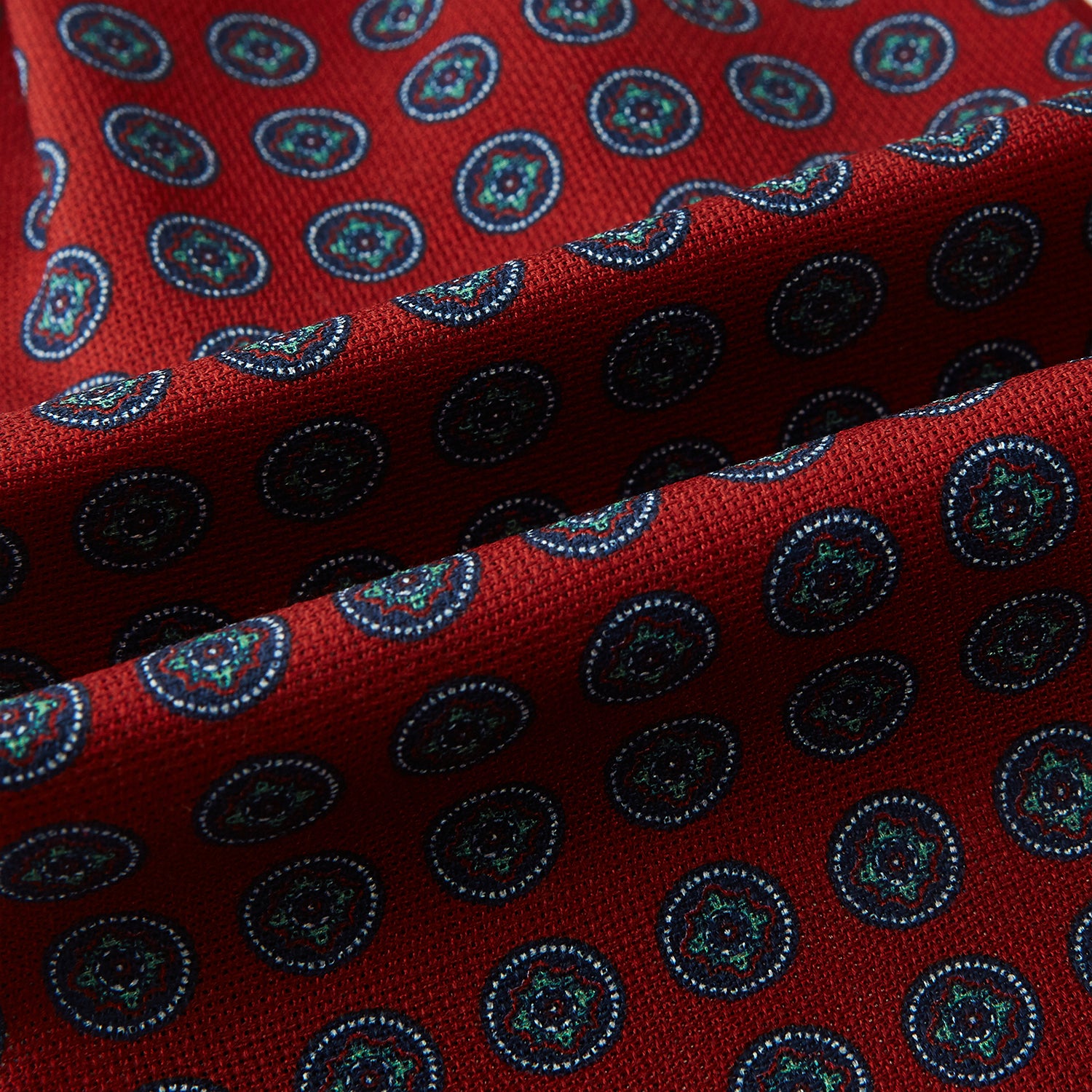 View 4 of product Red Rosette Medallion Printed Silk Cravat