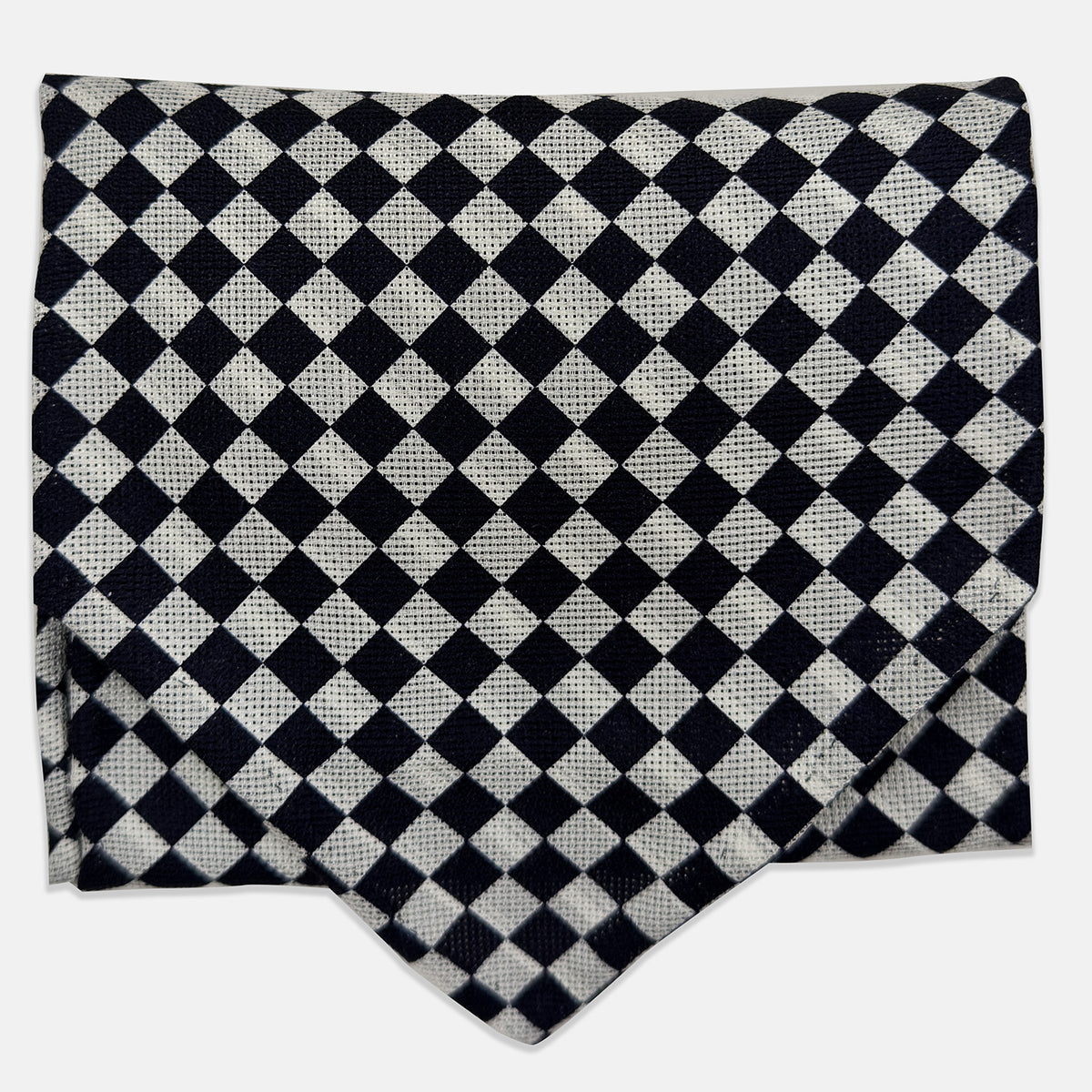 View 1 of product Chequered Navy & White Cravat in Silk