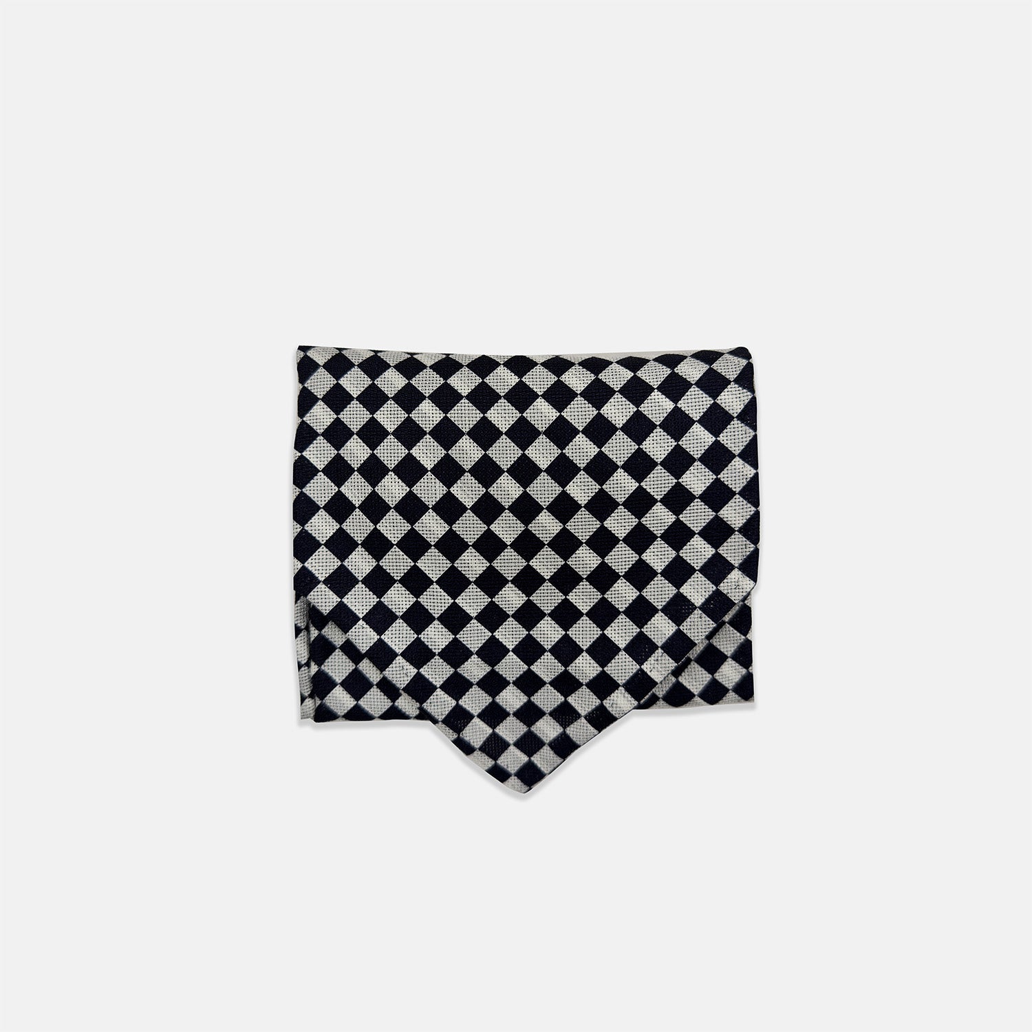 View 3 of product Chequered Navy & White Cravat in Silk