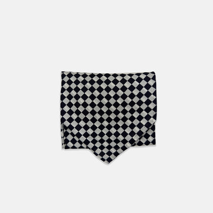 Chequered Navy & White Cravat in Silk Image 2