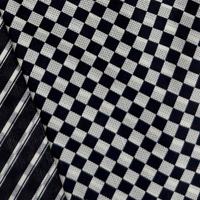 TIES ASCOTS SILK CHECK/STRIPE PRINTED NVY/WHT Image 4