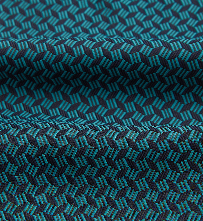 Turquoise Geometric Silk Cravat Image 3