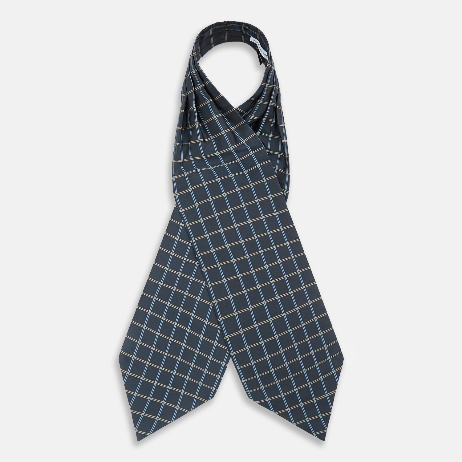 View 2 of product Navy Fine Double Check Silk Cravat