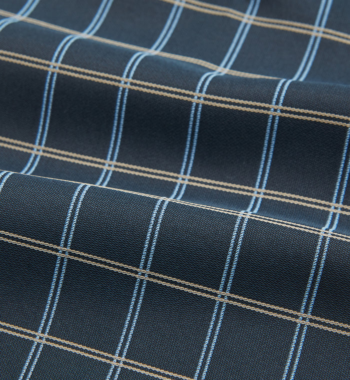 Navy Fine Double Check Silk Cravat Image 3