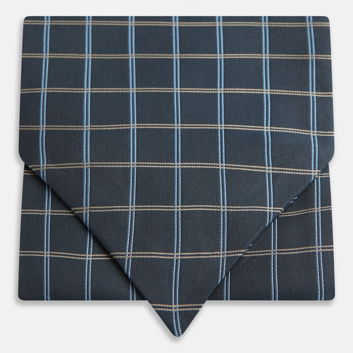View 1 of product Navy Fine Double Check Silk Cravat