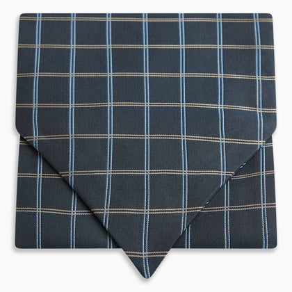 Navy Fine Double Check Silk Cravat Image 4