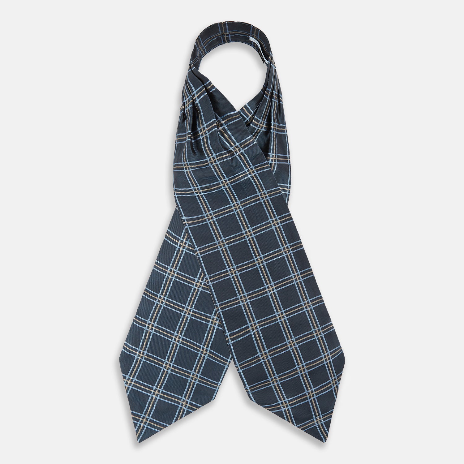 View 2 of product Navy Triple Check Silk Cravat