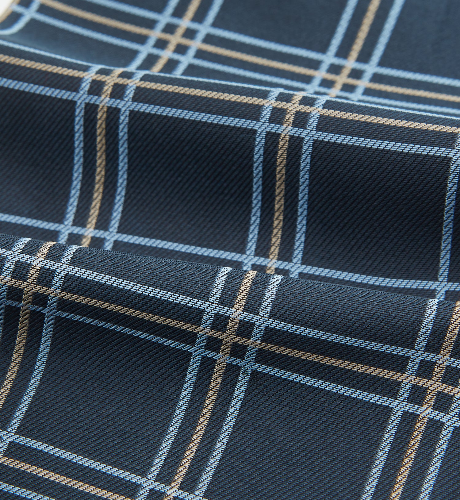 Navy Triple Check Silk Cravat