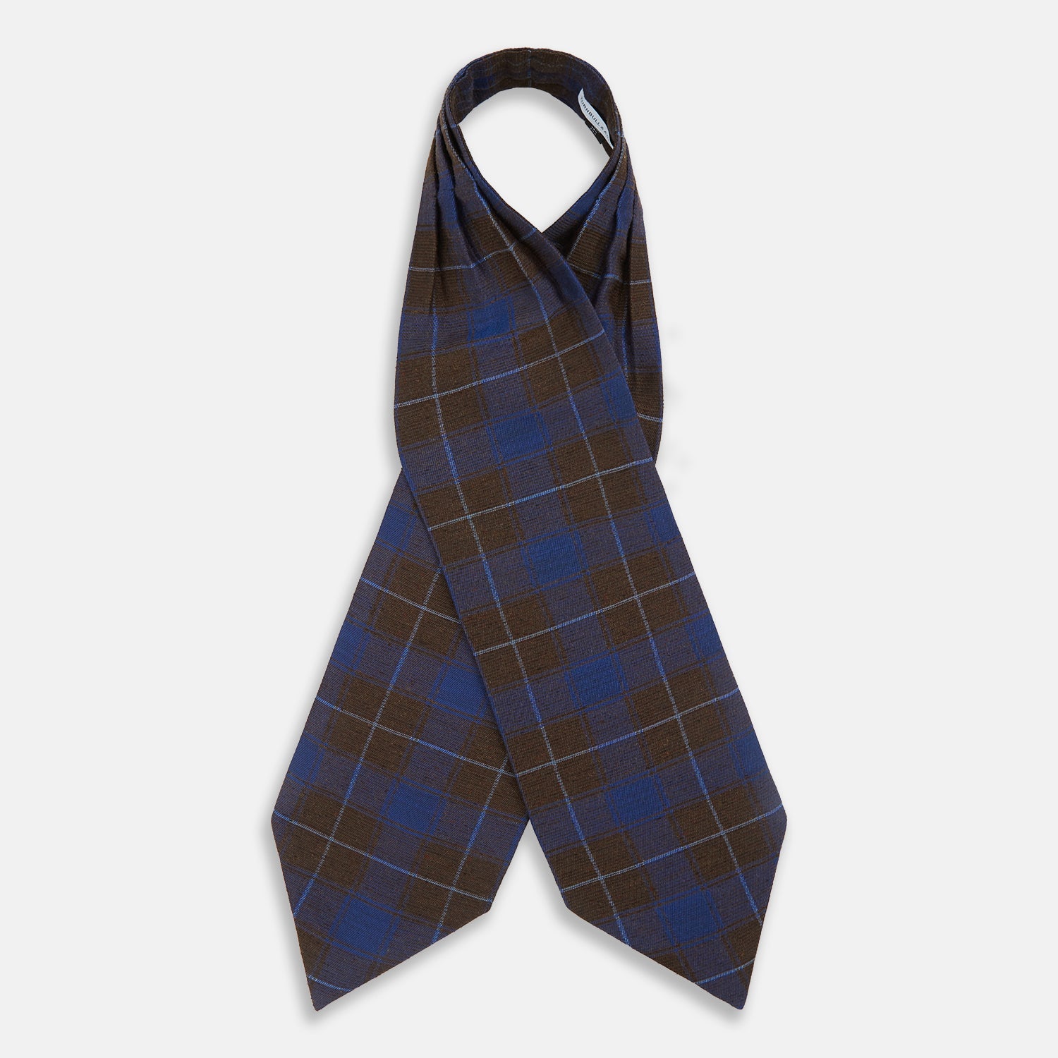 View 2 of product Blue and Brown Tartan Silk Blend Cravat