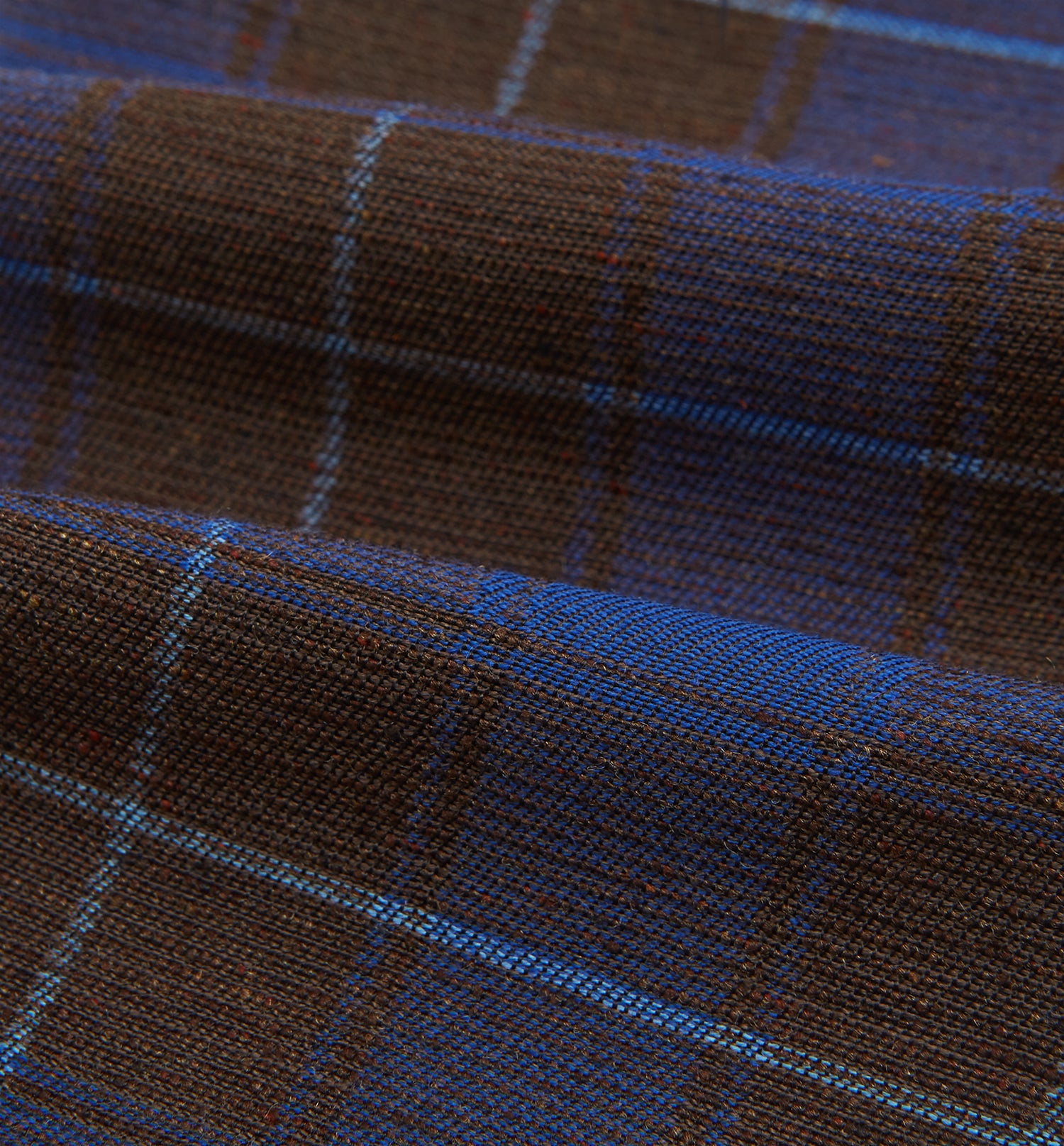 Blue and Brown Tartan Silk Blend Cravat