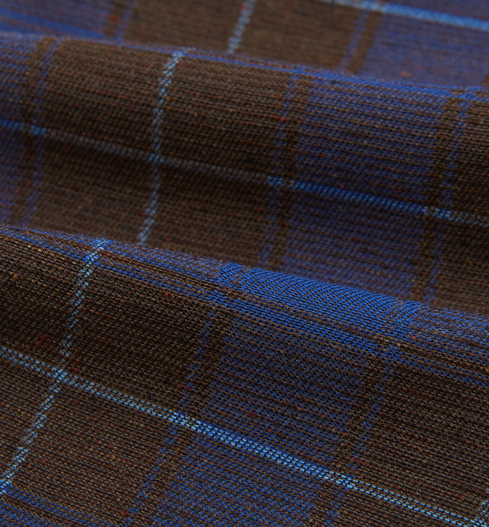 Blue and Brown Tartan Silk Blend Cravat Image 3